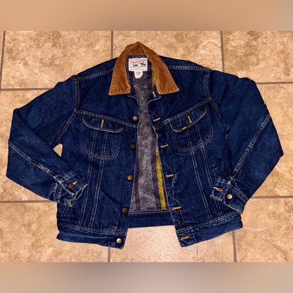 Vintage Lee Storm Rider Denim Jacket 42L USA Made Corduroy Collar